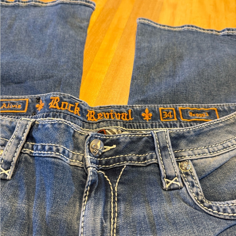 Women’s Rock revival Baggy Blue Jeans - Picture 3 of 8